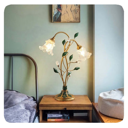 Luxurious Glass Floral Desk Lamp