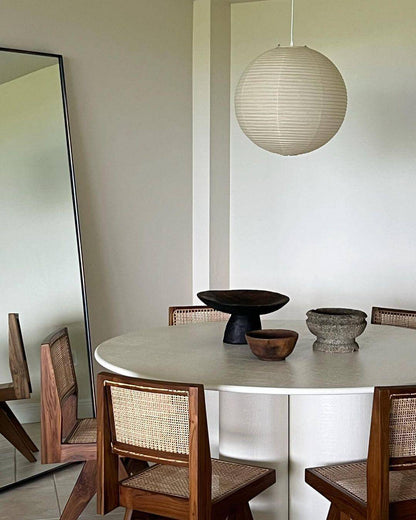 Simple White Cotton Shade Pendant Light with Metal Frame