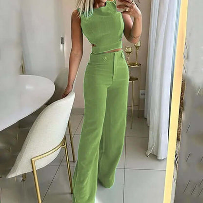 Ladies' Classic Crew Neck Tee and Loose Fit Pants Set