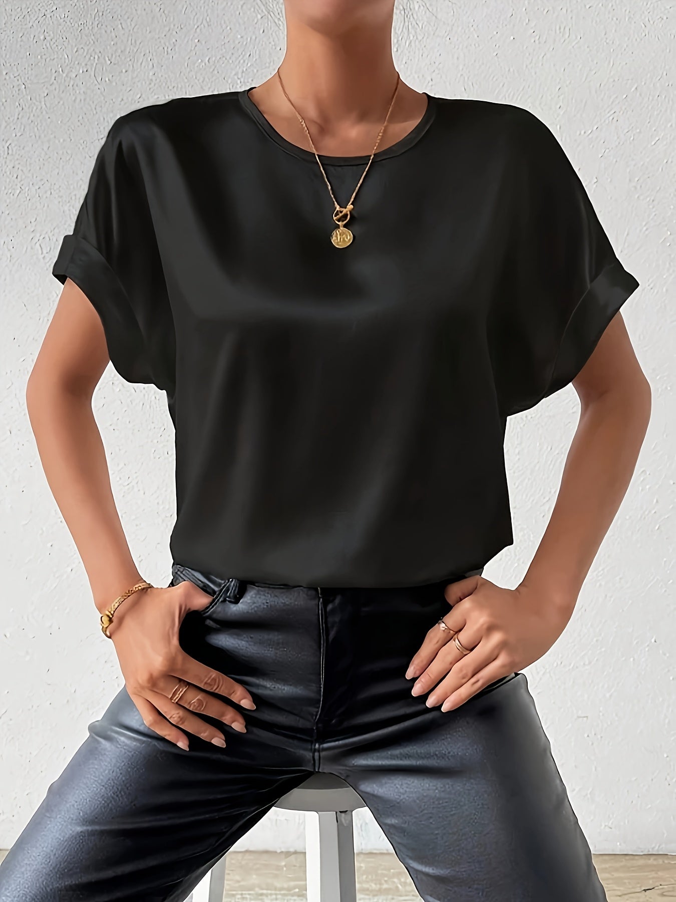 Soft Short Sleeve Women's Cotton Blouse Top