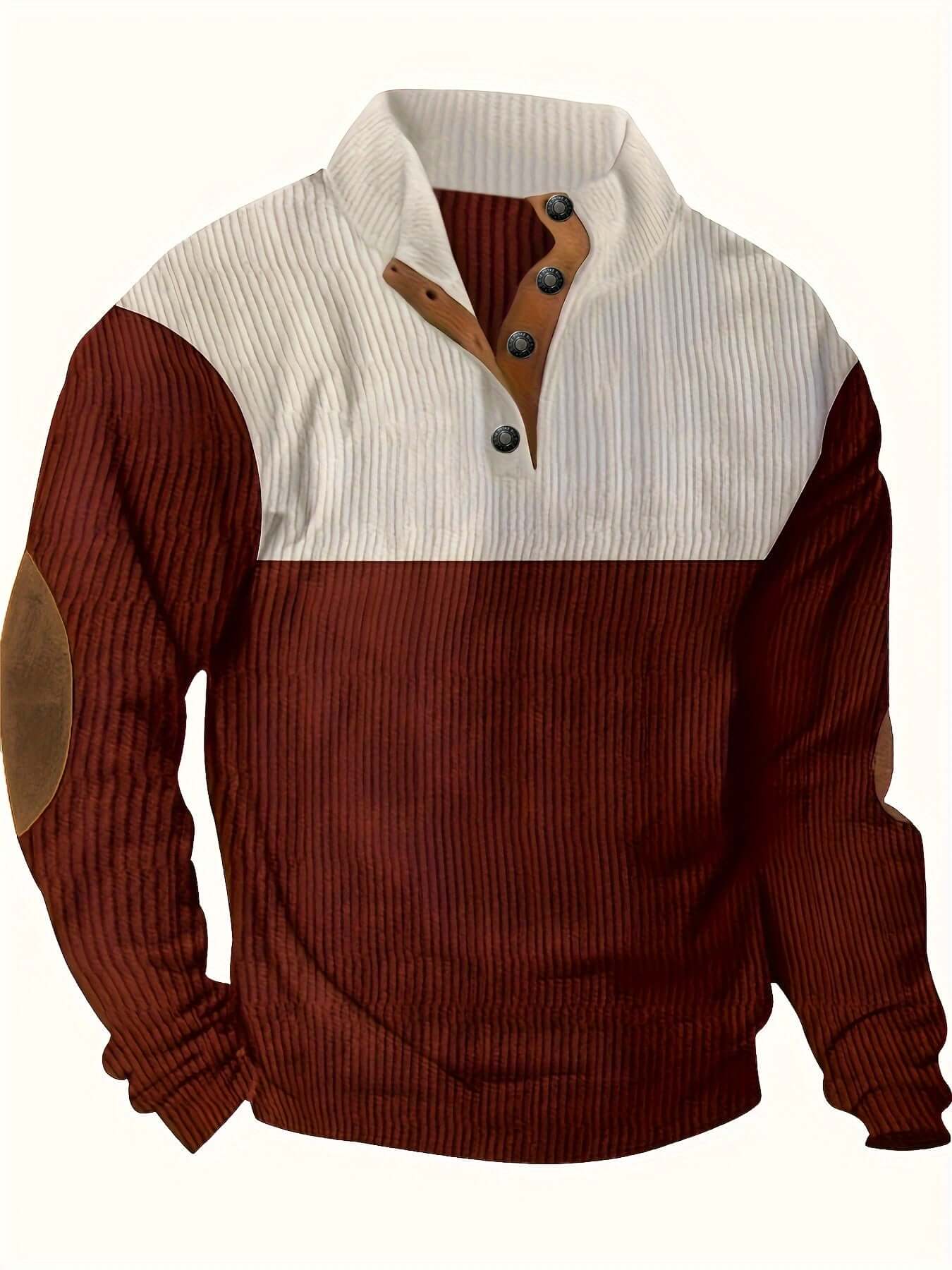 Classic Crew Neck Patched Knit Sweater for Men