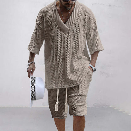 Comfortable Knit Shirt and Shorts Combo