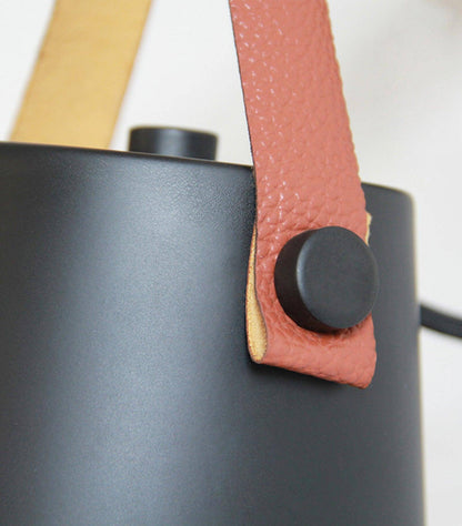 Rustic Wood Wall Lamp with Brown Leather Strap
