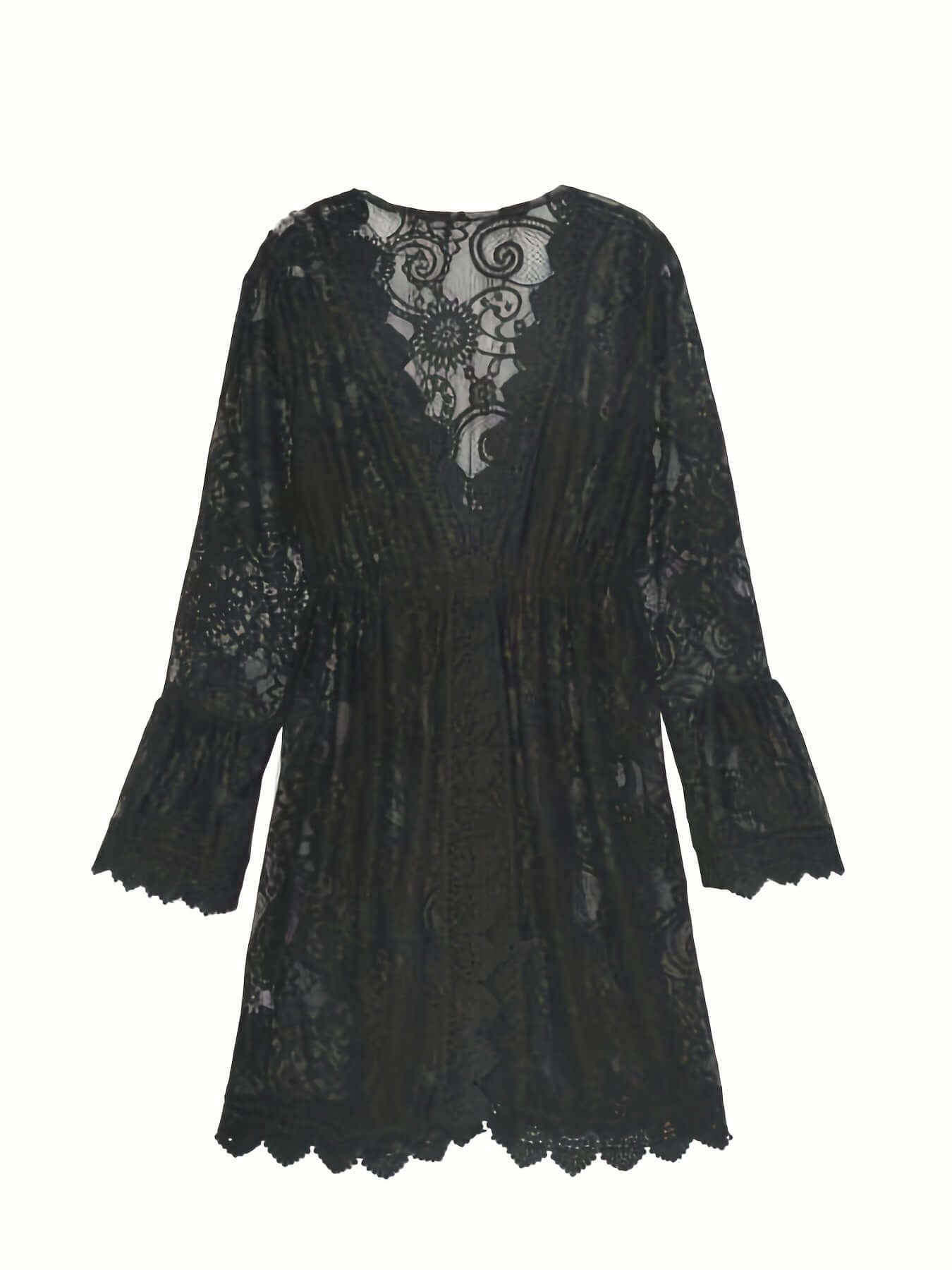 Elegant Floral V Neck Knee Length Dress