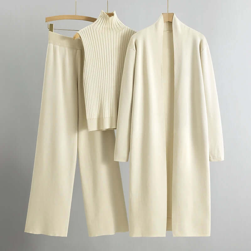 Cozy Women's 3-Piece Sweater Set with Cardigan