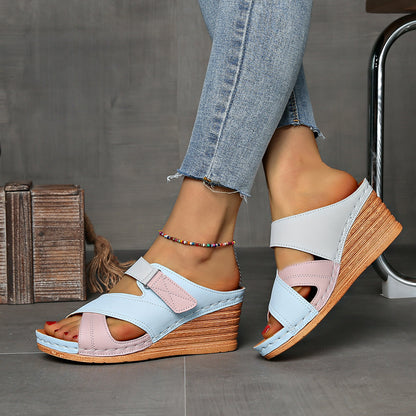 Vibrant Colorblock Wedge Sandals