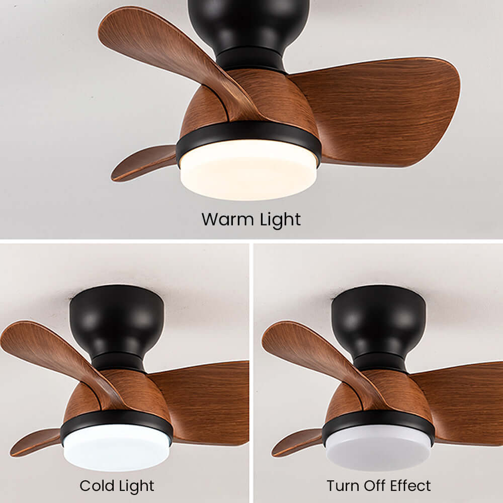Stylish Wood Grain Ceiling Fan with LED Lighting