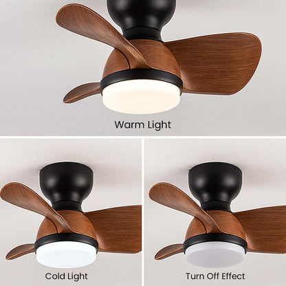 Stylish Wood Grain Ceiling Fan with LED Lighting