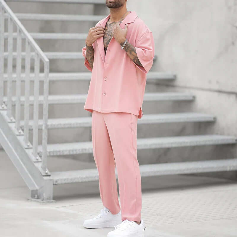 Relaxed Fit Casual Shirt and Pants Set