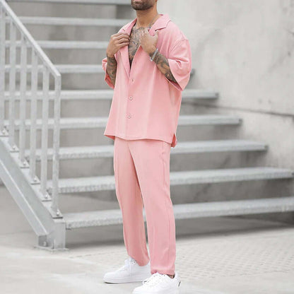 Relaxed Fit Casual Shirt and Pants Set
