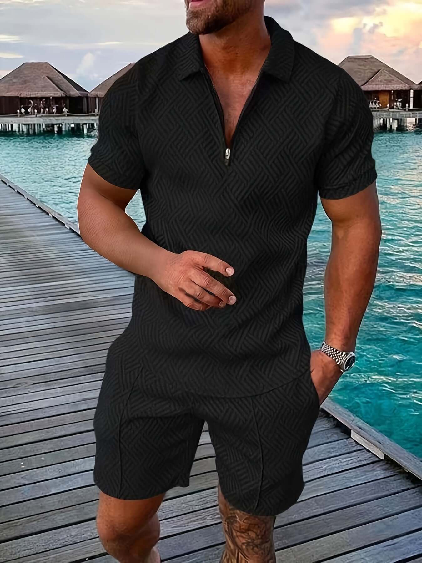 Trendy Graphic Shorts Sleeve Shirt Set