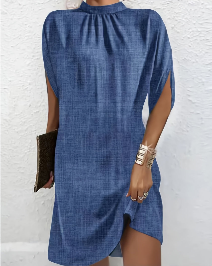 Hacinta | Bat Sleeve Dress - Lightweight Fabric, Black & White Summer Dresses-2