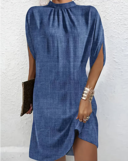 Hacinta | Bat Sleeve Dress - Lightweight Fabric, Black & White Summer Dresses-2