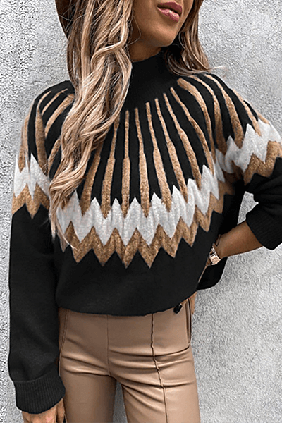 Ladies' Patterned Crew Neck Sweater