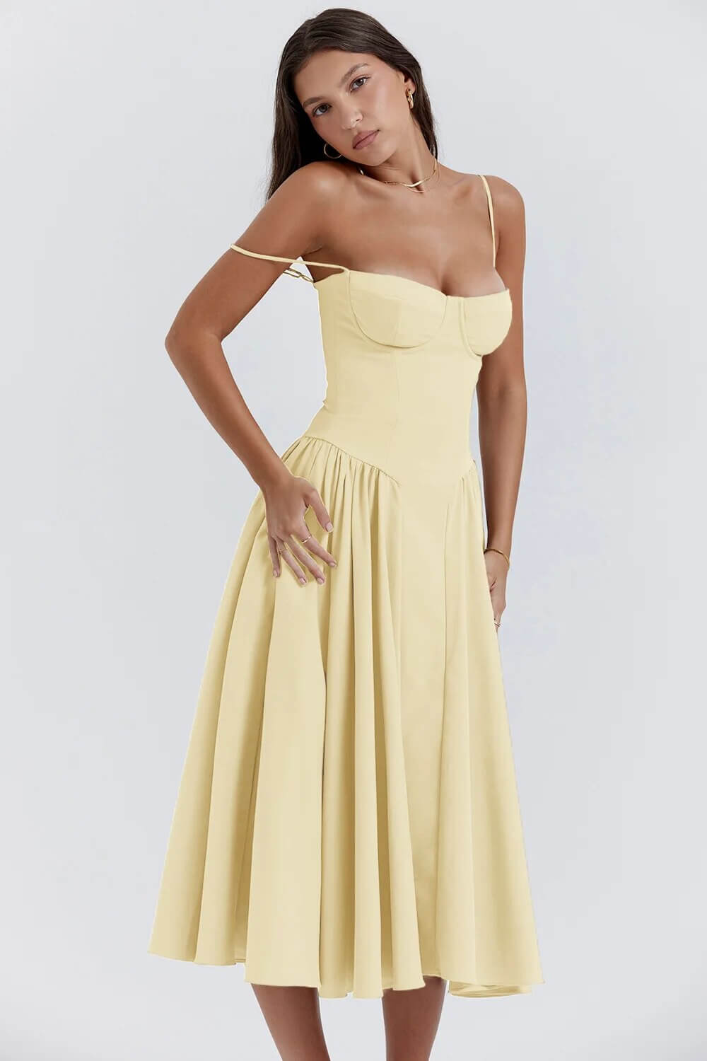 Feminine Strapless Bodycon Mid Length Dress