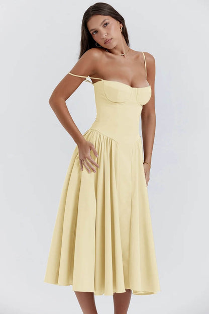 Feminine Strapless Bodycon Mid Length Dress