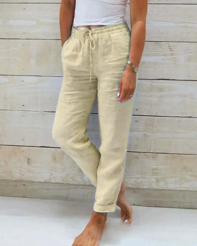 Ladies Comfortable Loose Fit Linen Pants