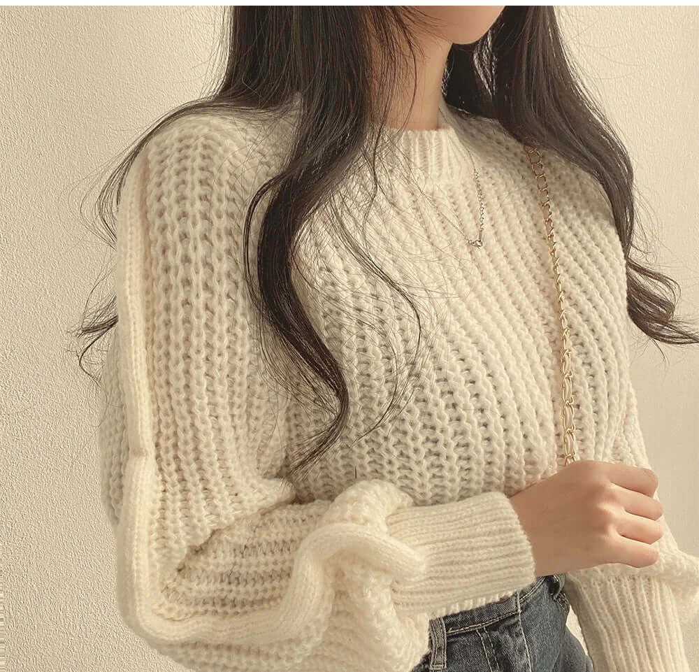 Ladies' Cozy Cold Weather Crew Neck Sweater - Luxivelle