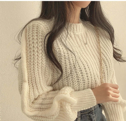 Ladies' Cozy Cold Weather Crew Neck Sweater - Luxivelle
