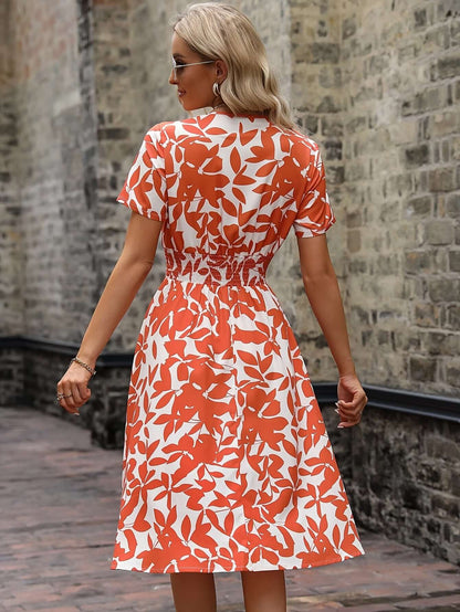 Ladies' Flower Pattern Elastic Waist Dress