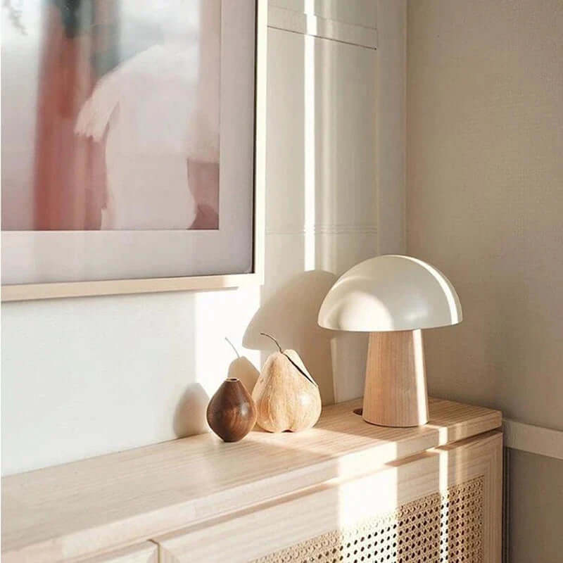 Rustic Wooden Desk Lamp with Unique Shape