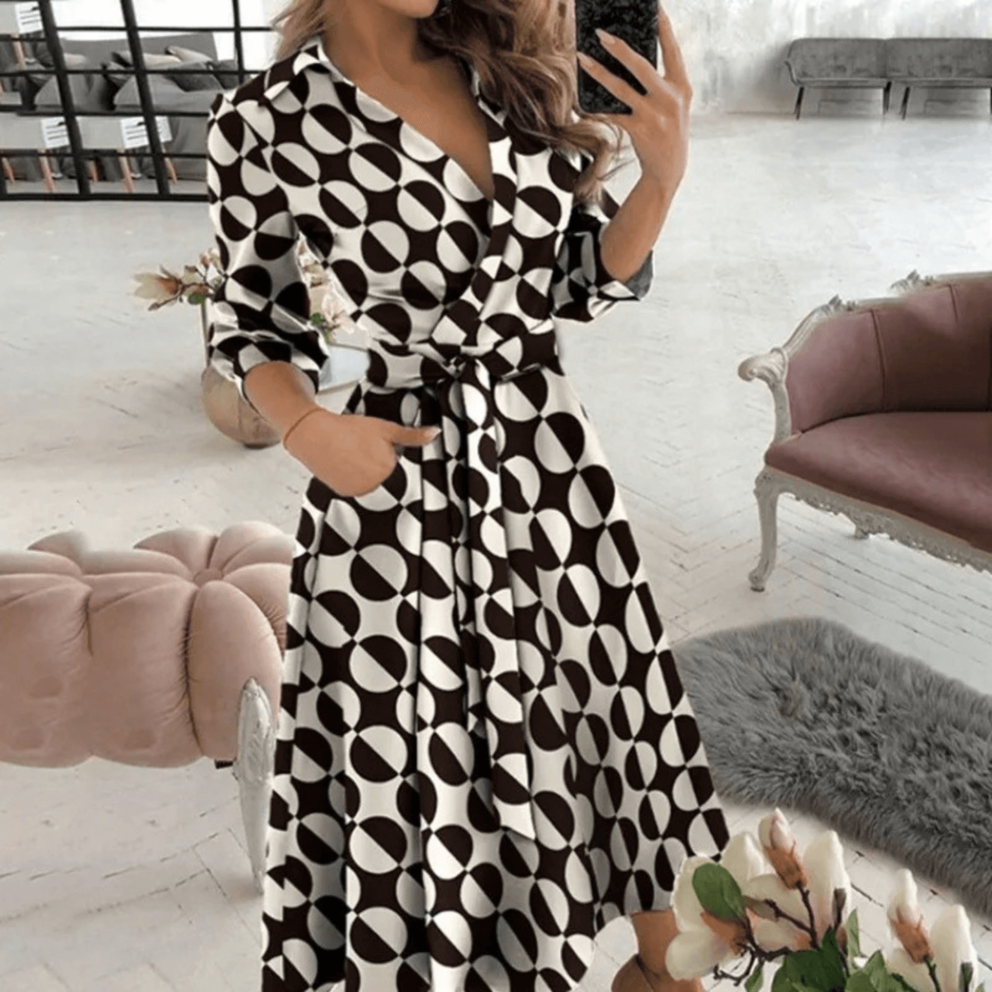 Ladies' Waist Cinch Wrap Dress