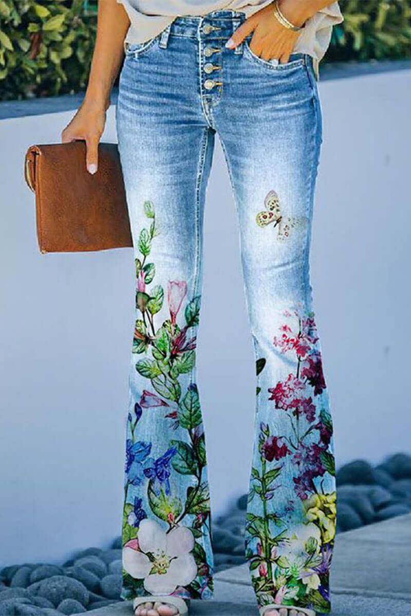 Ladies' Pretty Stitched Pocket Straight Leg Jeans