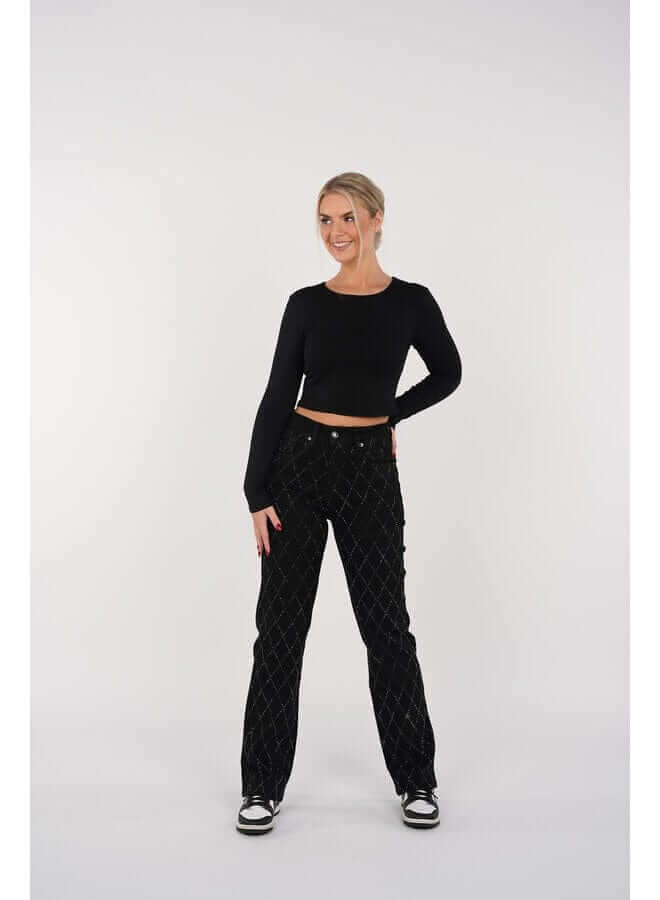 Classic Fit Women's Diamond Pattern Jeans