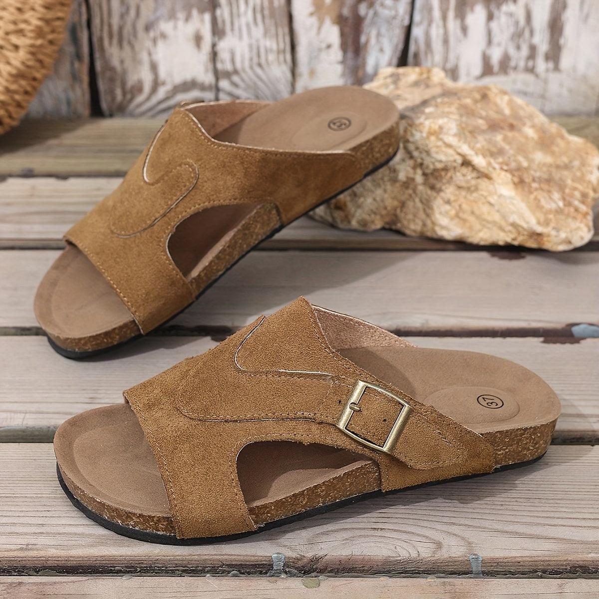 Comfortable Buckle Strap Flat Sandal