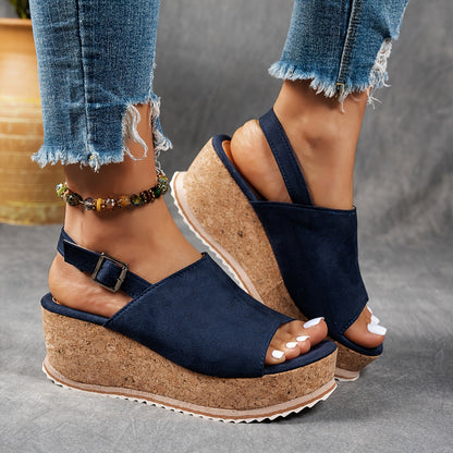 Comfortable Platform Buckle Sandals with Cushion Sole