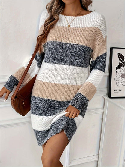Ladies' Colorful Cable Knit Sweater Dress