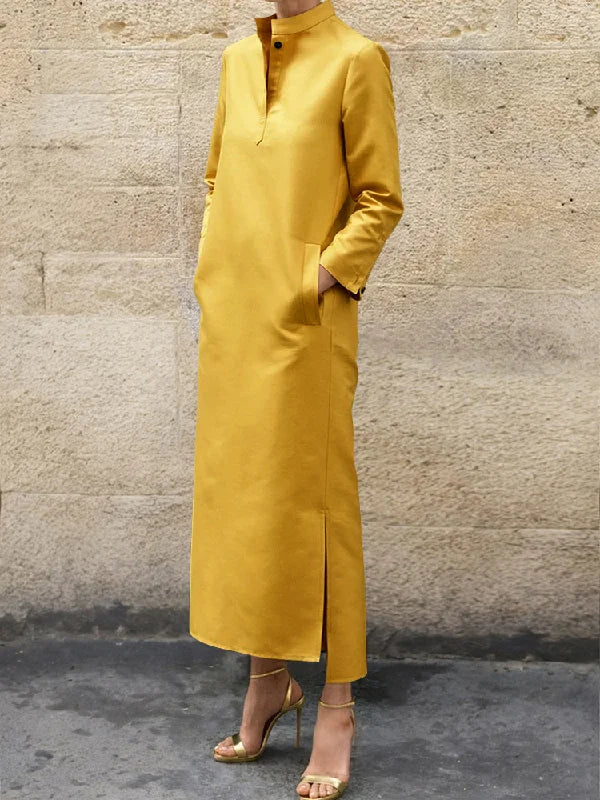Ladies' V-Neck Split Side Midi Dress - Luxivelle