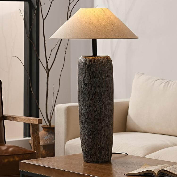 Traditional Wooden Table Lamp with Metal Details
