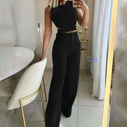 Ladies' Classic Crew Neck Tee and Loose Fit Pants Set