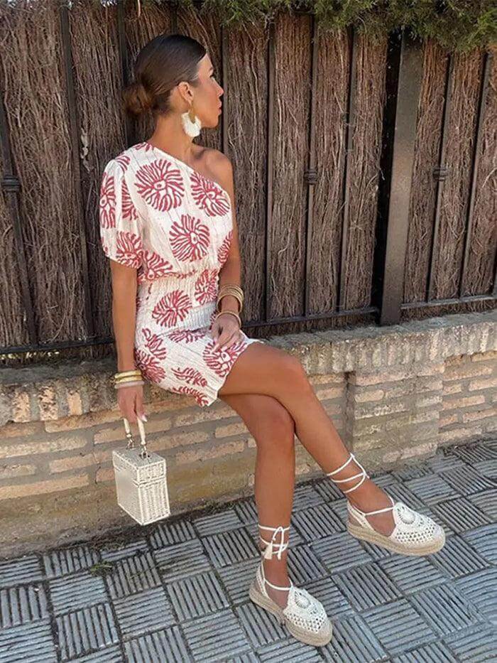 Ladies' Cable Knit Asymmetric Waist Dress - Luxivelle