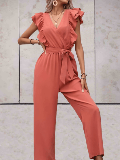 Chic Flare Sleeve V-Neck Romper