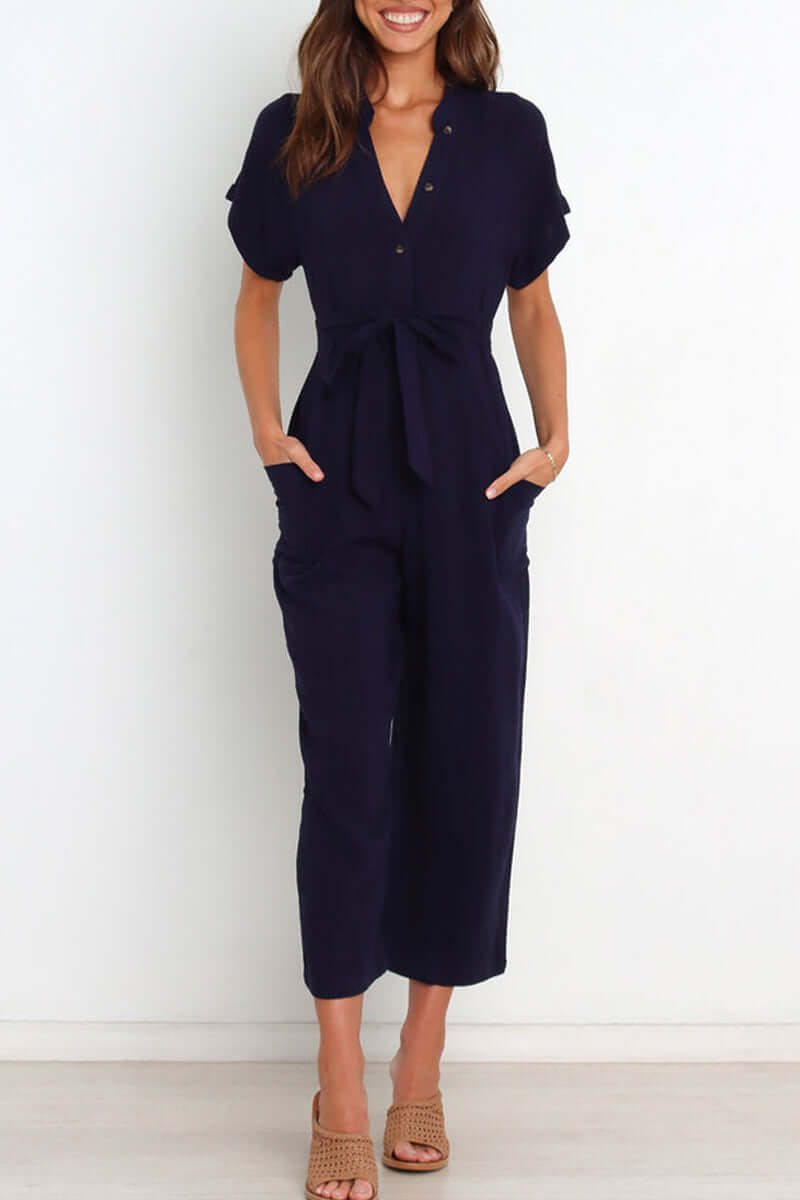 Ladies' Classic V-Neck One-Piece Jumpsuit