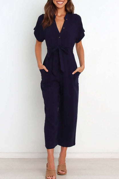 Ladies' Classic V-Neck One-Piece Jumpsuit