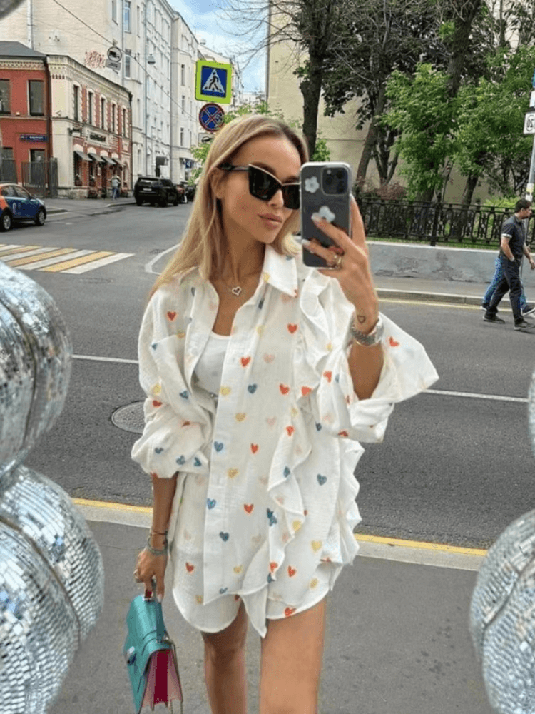 Ladies Summer Printed Top & Shorts Outfit