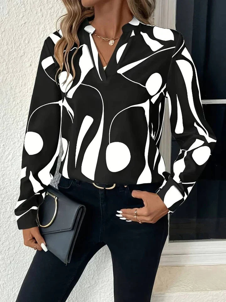 Women's V-Neck Floral Pattern Shirt