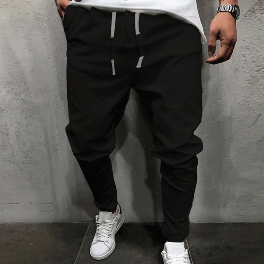 Slim Fit Men's Jogger Pants - Elastic Waistband