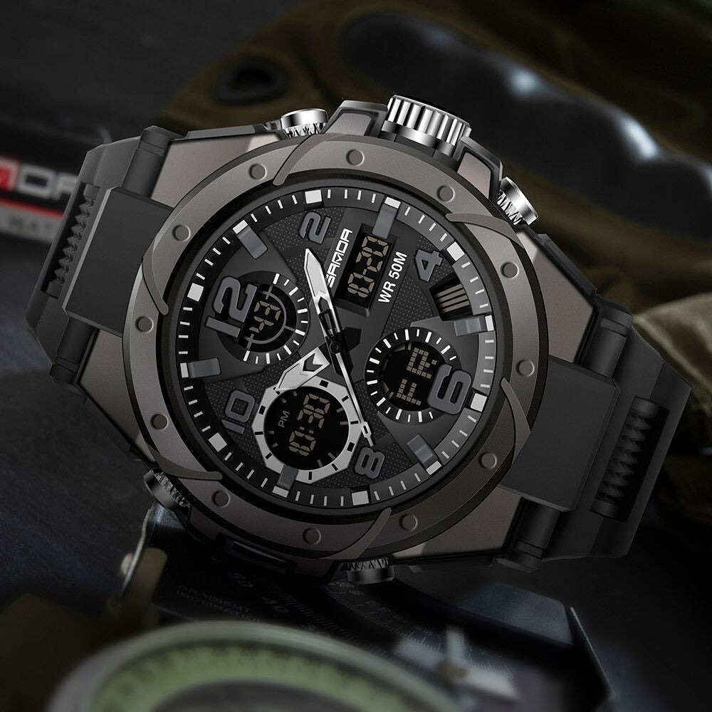 Tough Outdoor Men's Watch – Waterproof Analog Digital Watch