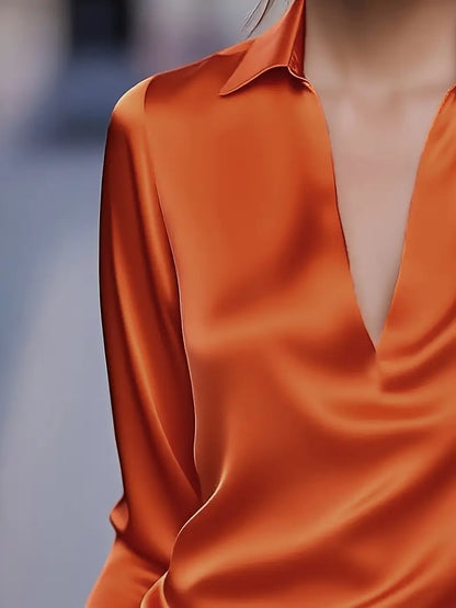 High Quality V Neck Women's Blouse