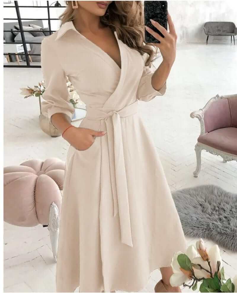 Ladies' Chic Long Sleeve Midi Dress