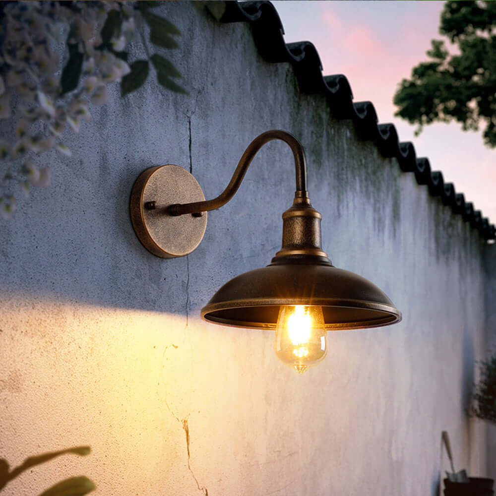 Vintage Waterproof Outdoor Wall Light Brass Finish