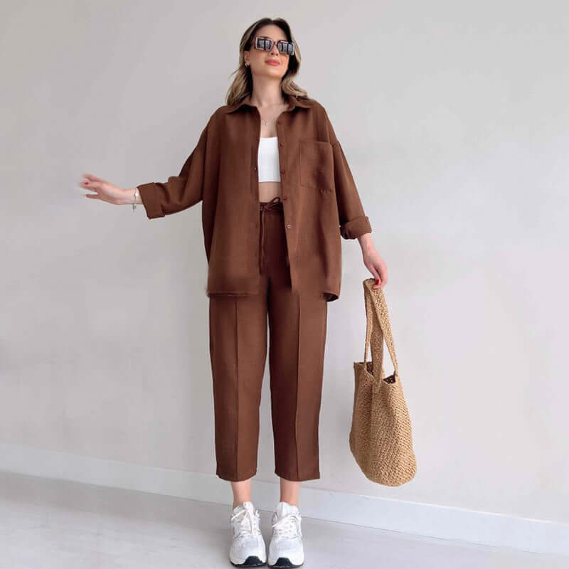 Relaxed Fit Women's Shirt and Loose Pants Set