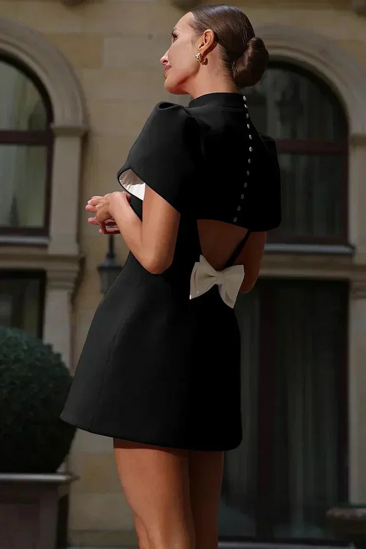 Simple Chic Puff Sleeve Short Dress