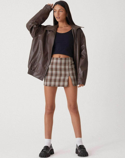 Large Synthetic Leather Women's Coat