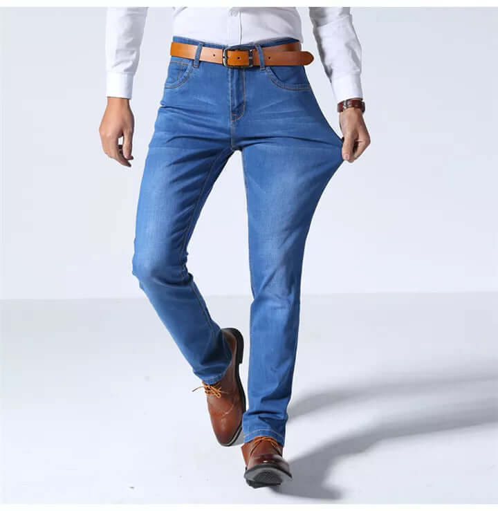 Classic Fit Mens Straight Jeans - Heavy Duty Denim - Luxivelle