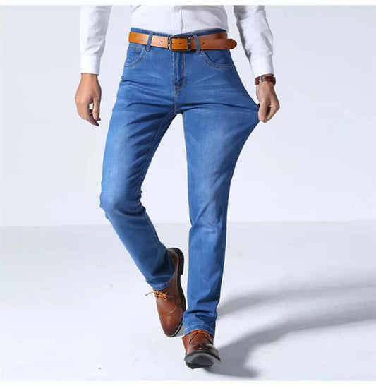 Classic Fit Mens Straight Jeans - Heavy Duty Denim - Luxivelle